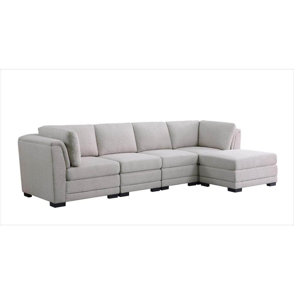 Kristin Light-Gray Linen Fabric Reversible Sectional Sofa with Ottoman. Picture 2