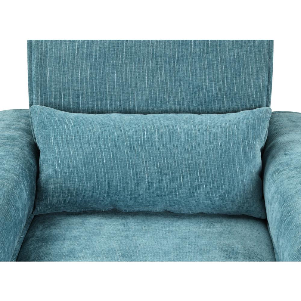 Valentina Blue Chenille Sofa with Metal Legs and Throw Pillows. Picture 2