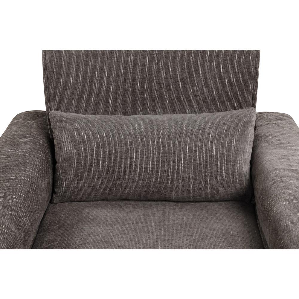 Valentina Gray Chenille Sofa with Metal Legs and Throw Pillows. Picture 2