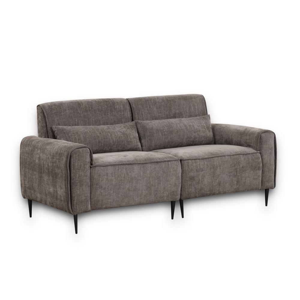 Valentina Gray Chenille Sofa with Metal Legs and Throw Pillows. Picture 1