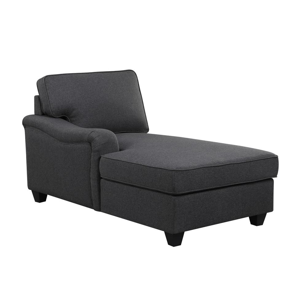 Leo Dark Gray Linen Double Chaise 4Pc Modular Sectional Sofa. Picture 3