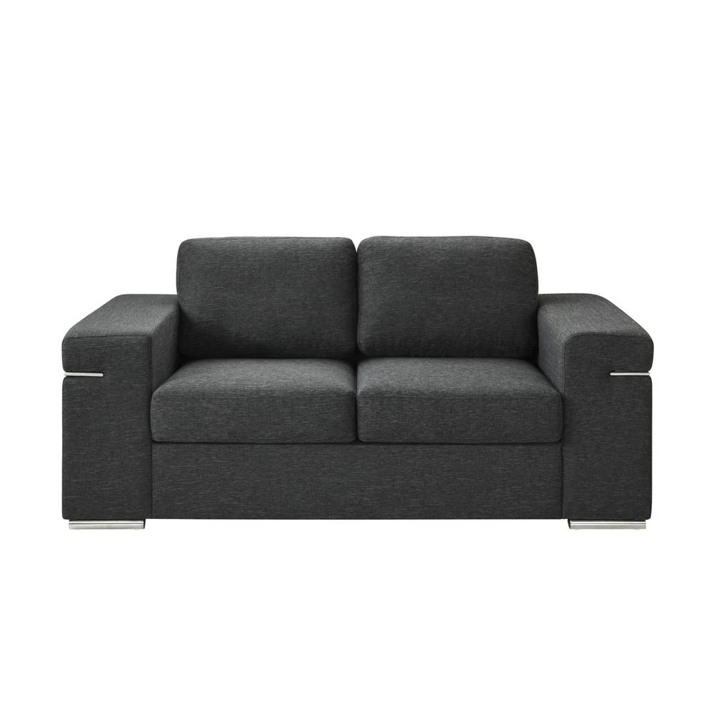 Gianna Black Linen Fabric Loveseat. The main picture.