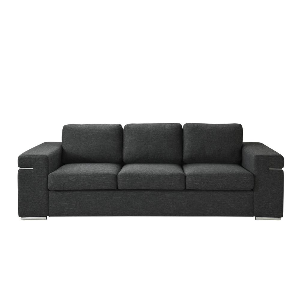 Gianna Black Linen Fabric Sofa. The main picture.