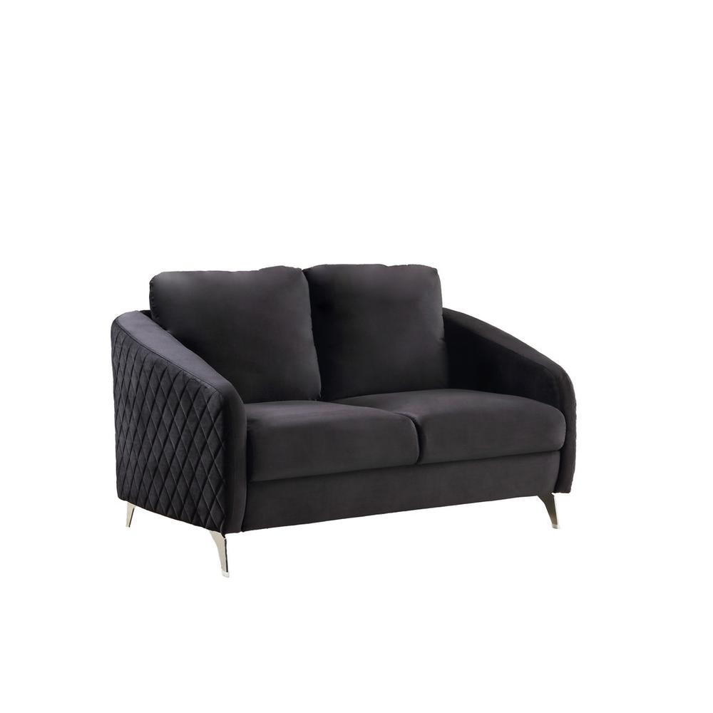 Sofia Black Velvet Modern Chic Loveseat Couch. Picture 1