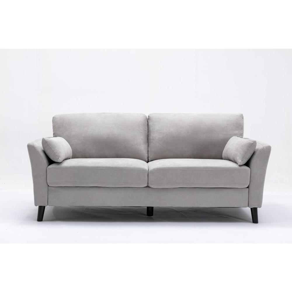 Damian Light Gray Velvet Fabric Sofa. Picture 2