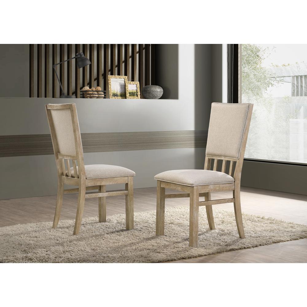 Brutus Set of 2 Reclaimed Wheat 19" Wide Contemporary Fabric Dining Chair. Picture 4