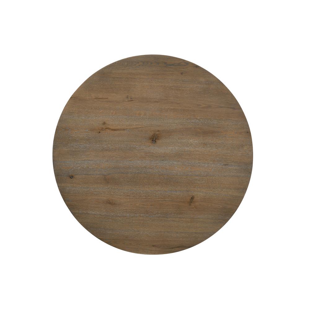 Brutus Vintage Walnut 47" Wide Contemporary Round Dining Table with Wheat Colored Base. Picture 2