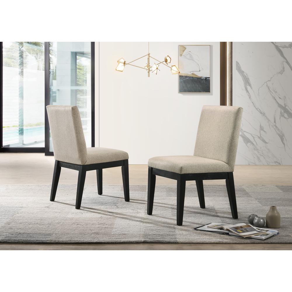 Jasper Set of 2 Beige Contemporary Fabric Dining Chair. Picture 1