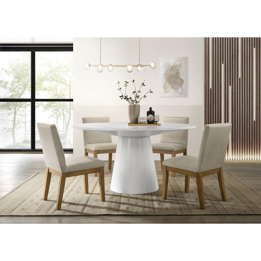 Modern white round discount dining table set