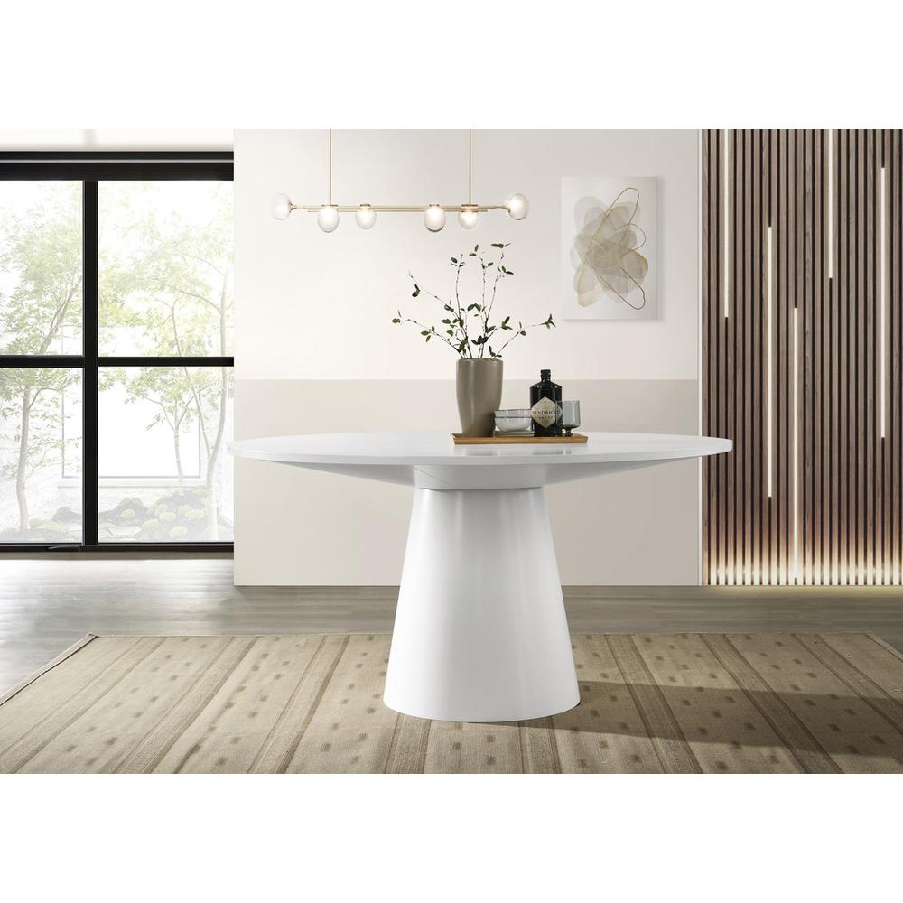 Jasper White 59" Wide Contemporary Round Dining Table. Picture 4