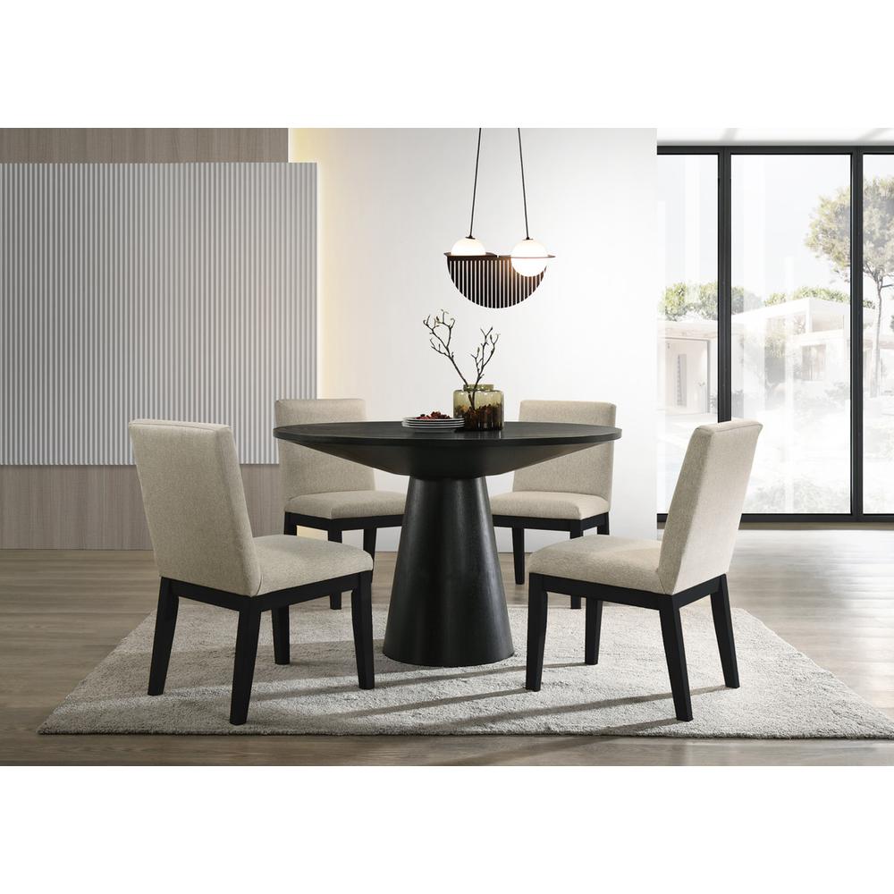 5 Piece Contemporary Round Dining Table Set with Black Finish Chairs. Picture 4