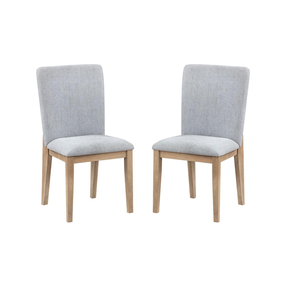Caspian Set of 2 Gray Linen and Oak Finish Dining Chair. Picture 6