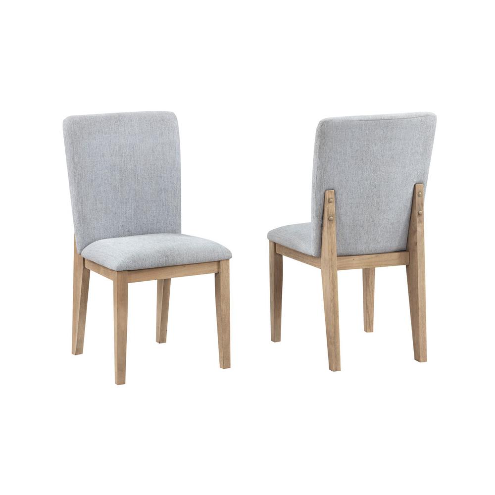 Caspian Set of 2 Gray Linen and Oak Finish Dining Chair. Picture 1
