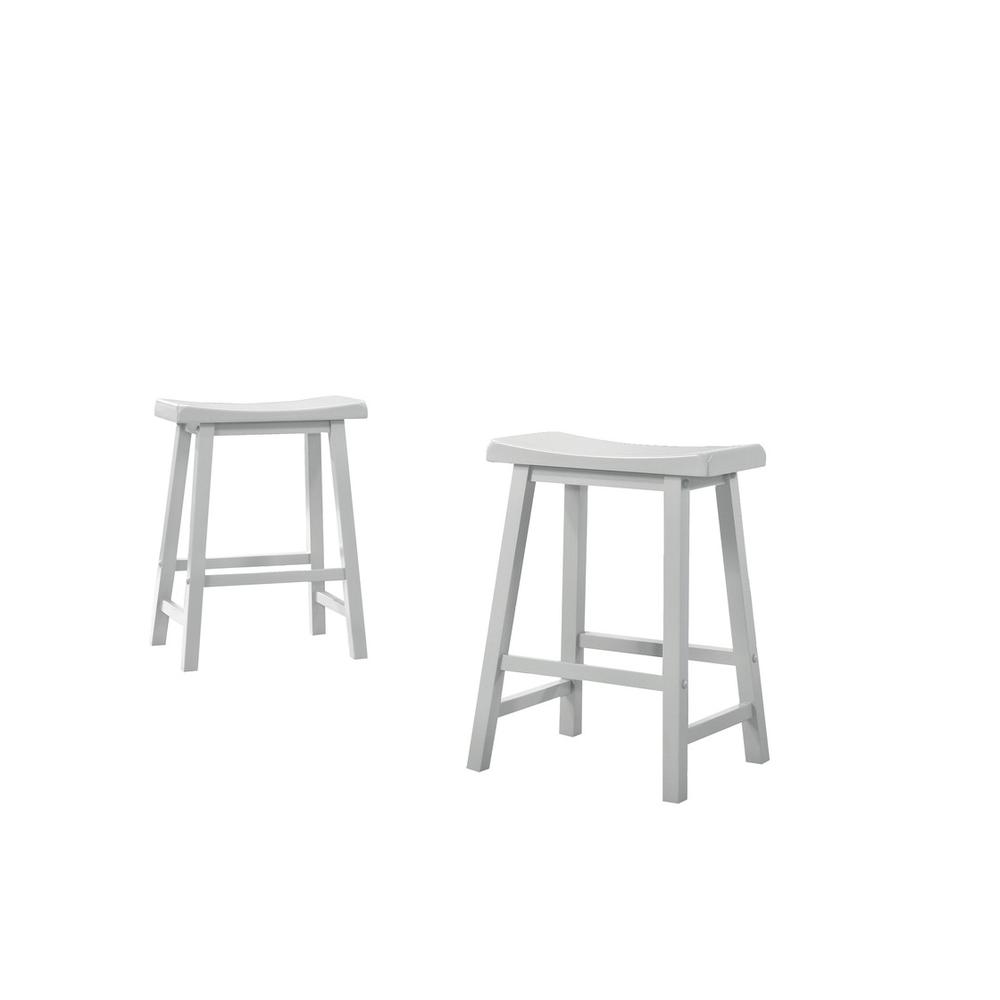 Set of 2 Alonzo White Backless Ergonomic 17.5"W Counter Height Stool. Picture 1