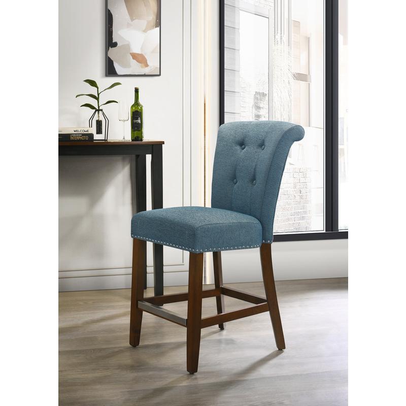 Auggie Blue Fabric Counter Height Chair with Nailhead Trim. Picture 4