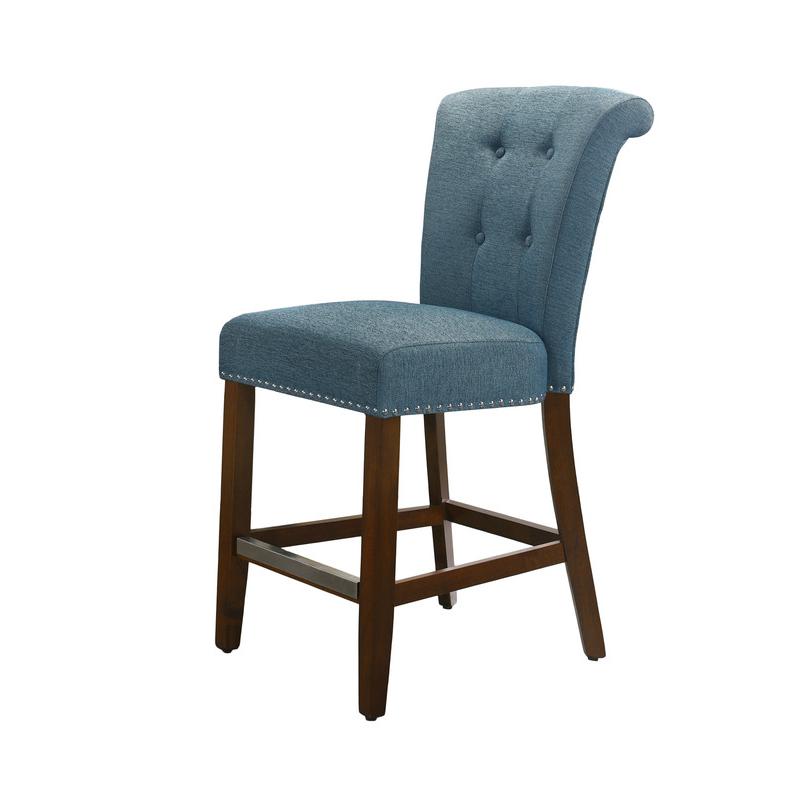 Auggie Blue Fabric Counter Height Chair with Nailhead Trim. Picture 1