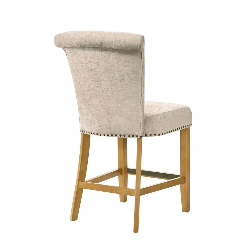 Auggie Cream Fabric Counter Height Chair with Nailhead Trim. Picture 5