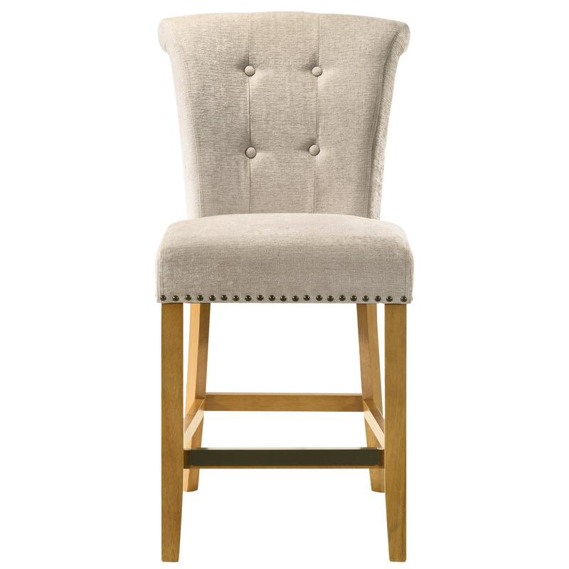 Auggie Cream Fabric Counter Height Chair with Nailhead Trim. Picture 2