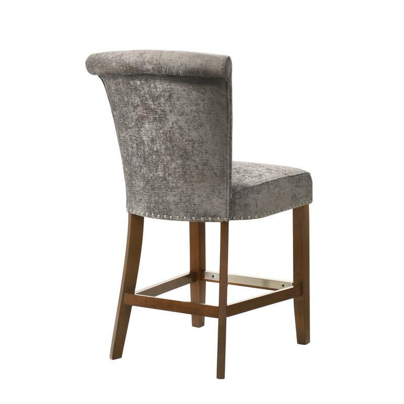 Auggie Gray Fabric Counter Height Chair with Nailhead Trim. Picture 5
