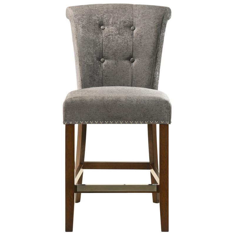 Auggie Gray Fabric Counter Height Chair with Nailhead Trim. Picture 2