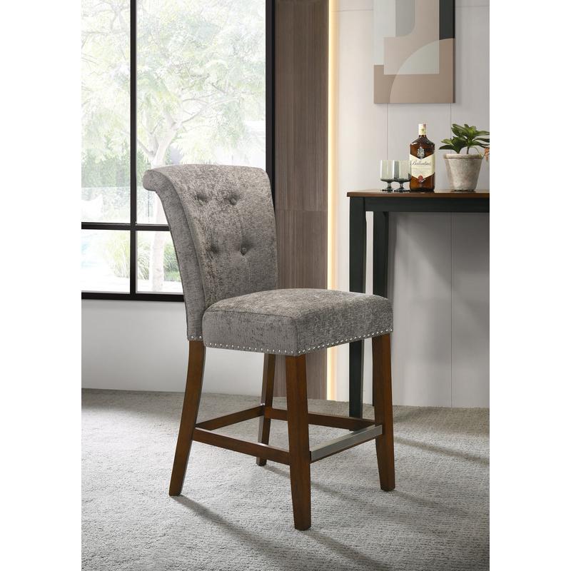 Auggie Gray Fabric Counter Height Chair with Nailhead Trim. Picture 4