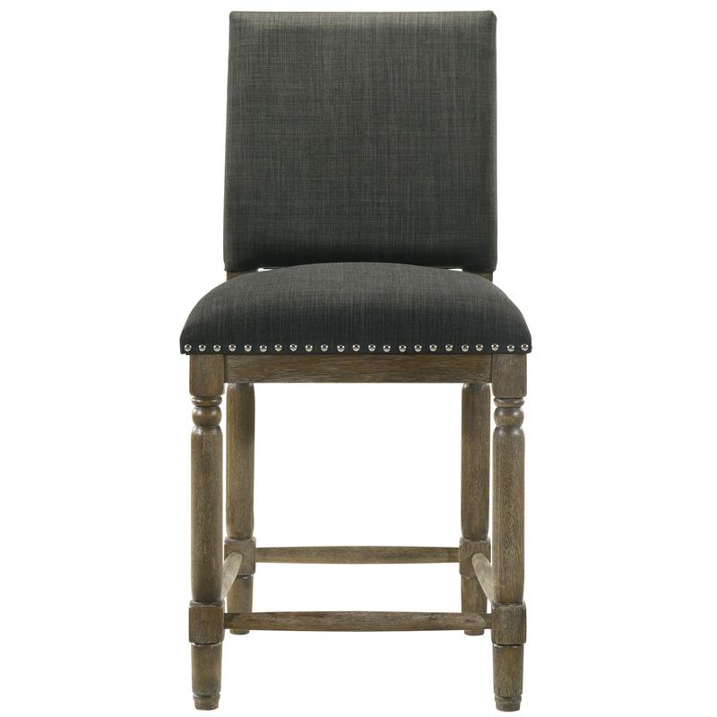 Everton Gray Fabric Counter Height Chair with Nailhead Trim. Picture 2