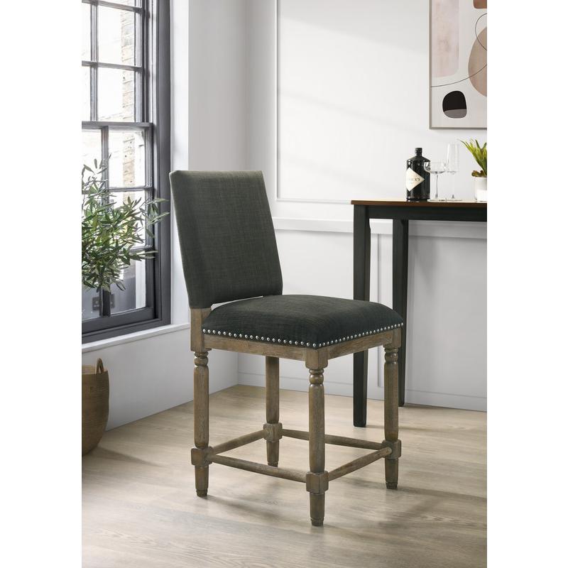 Everton Gray Fabric Counter Height Chair with Nailhead Trim. Picture 4