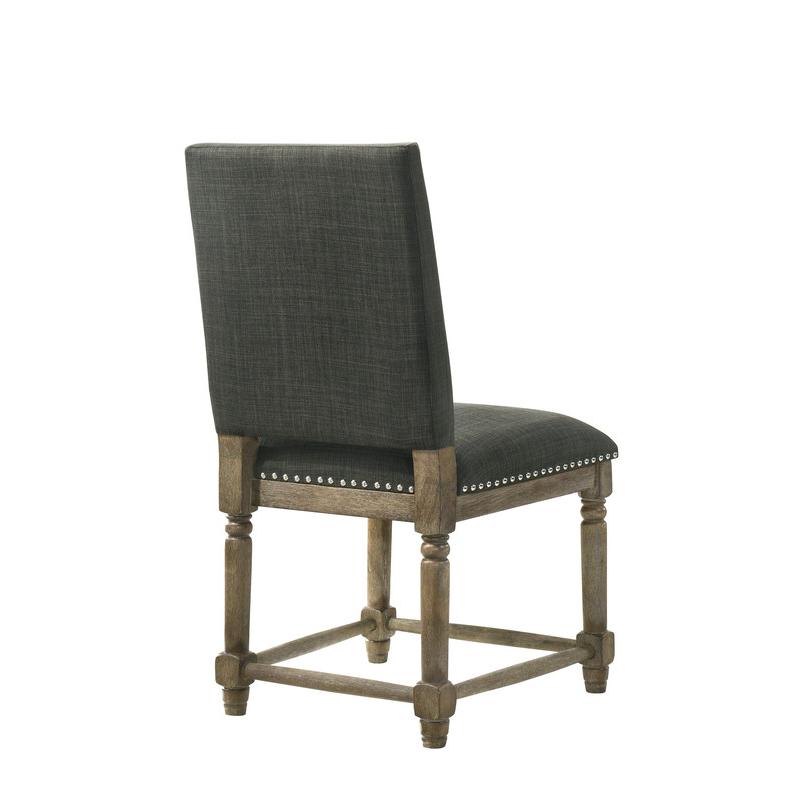 Everton Set of 2 Gray Fabric Dining Chair with Nailhead Trim. Picture 5