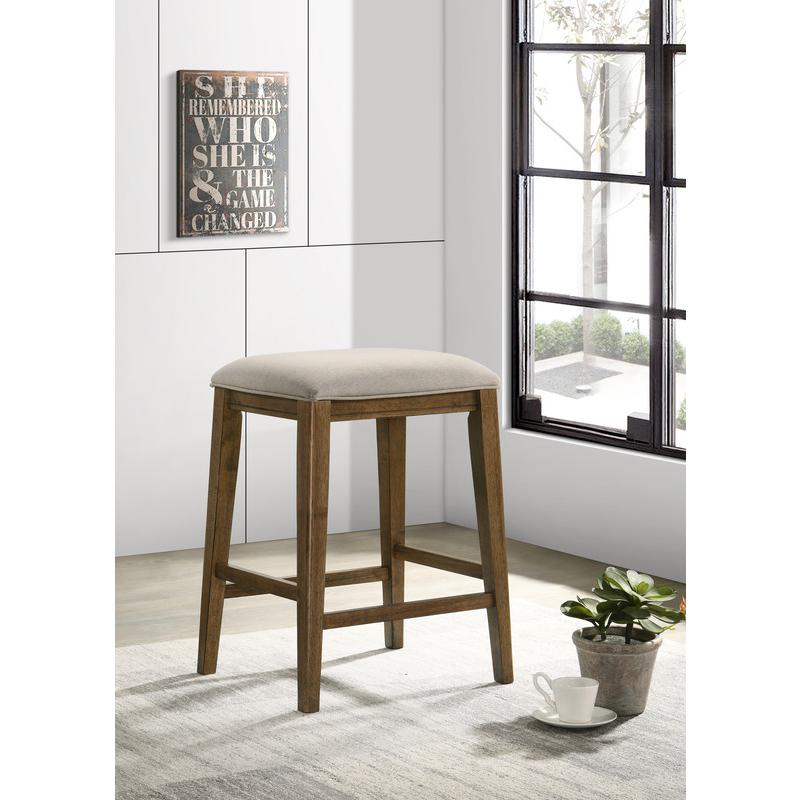 Sasha Walnut Counter Height Stool with Upholstered Seat. Picture 5