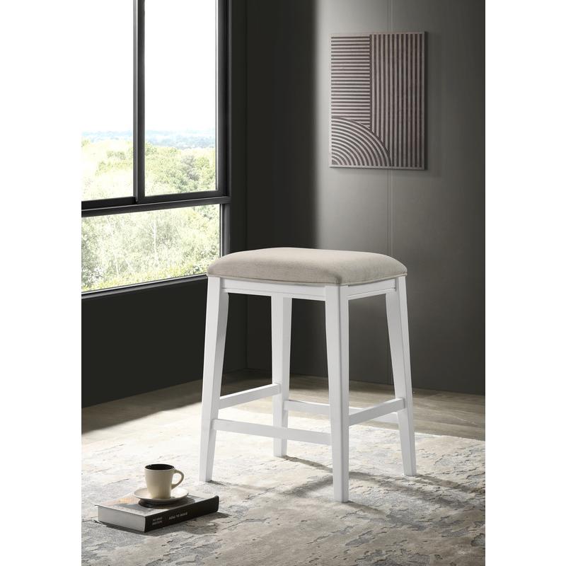 Sasha White Counter Height Stool with Upholstered Seat. Picture 4