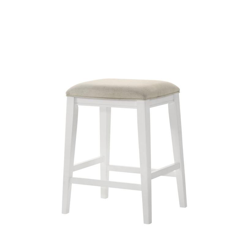 Sasha White Counter Height Stool with Upholstered Seat. Picture 1