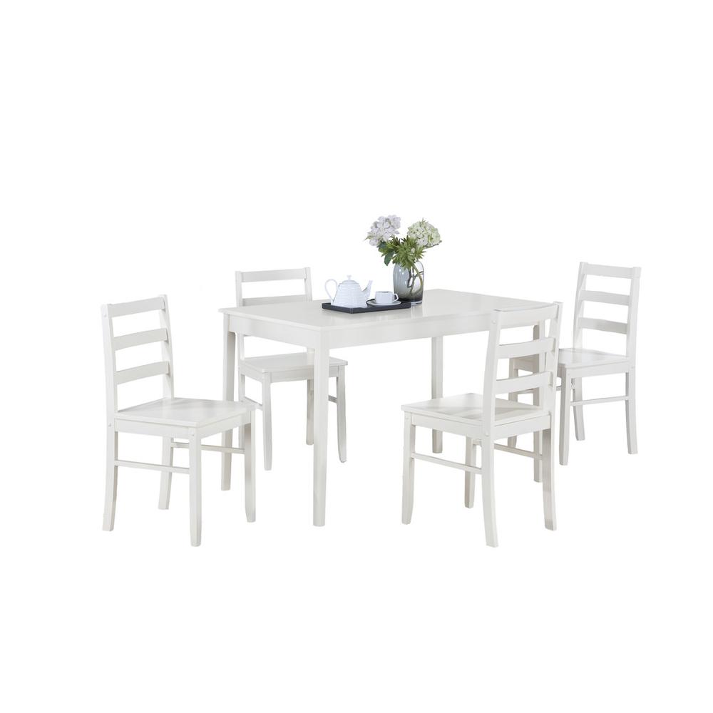 Lavinia 5-Piece White Dining Set. Picture 1