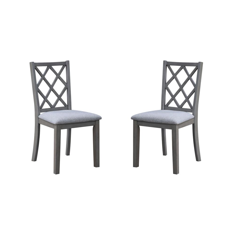 Carlisle Set of 2 Gray Finish Cross Back Side Dining Chair. Picture 2