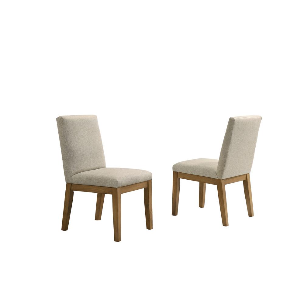 Jasper Set of 2 Driftwood Finish Contemporary Beige Fabric Dining Chair. Picture 1