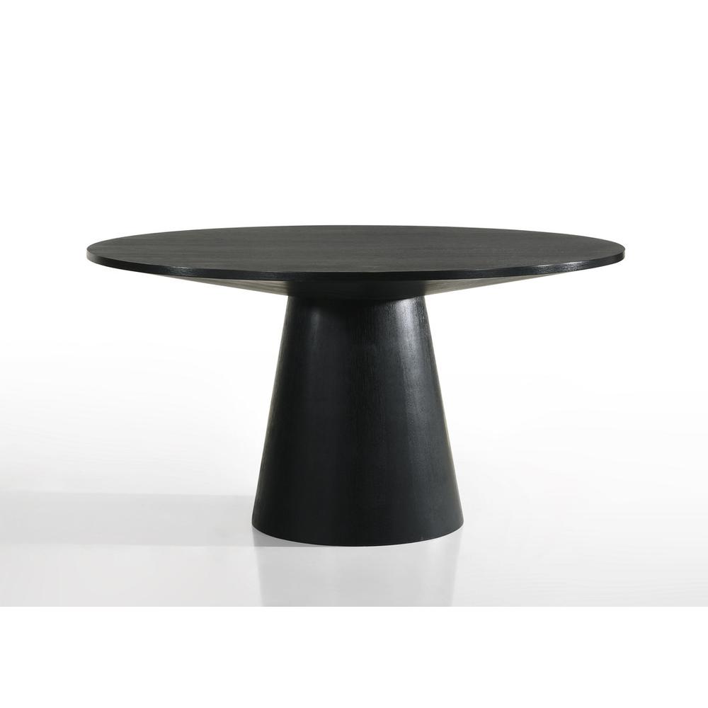 5 Piece Contemporary Round Dining Table Set with Black Finish Chairs. Picture 2