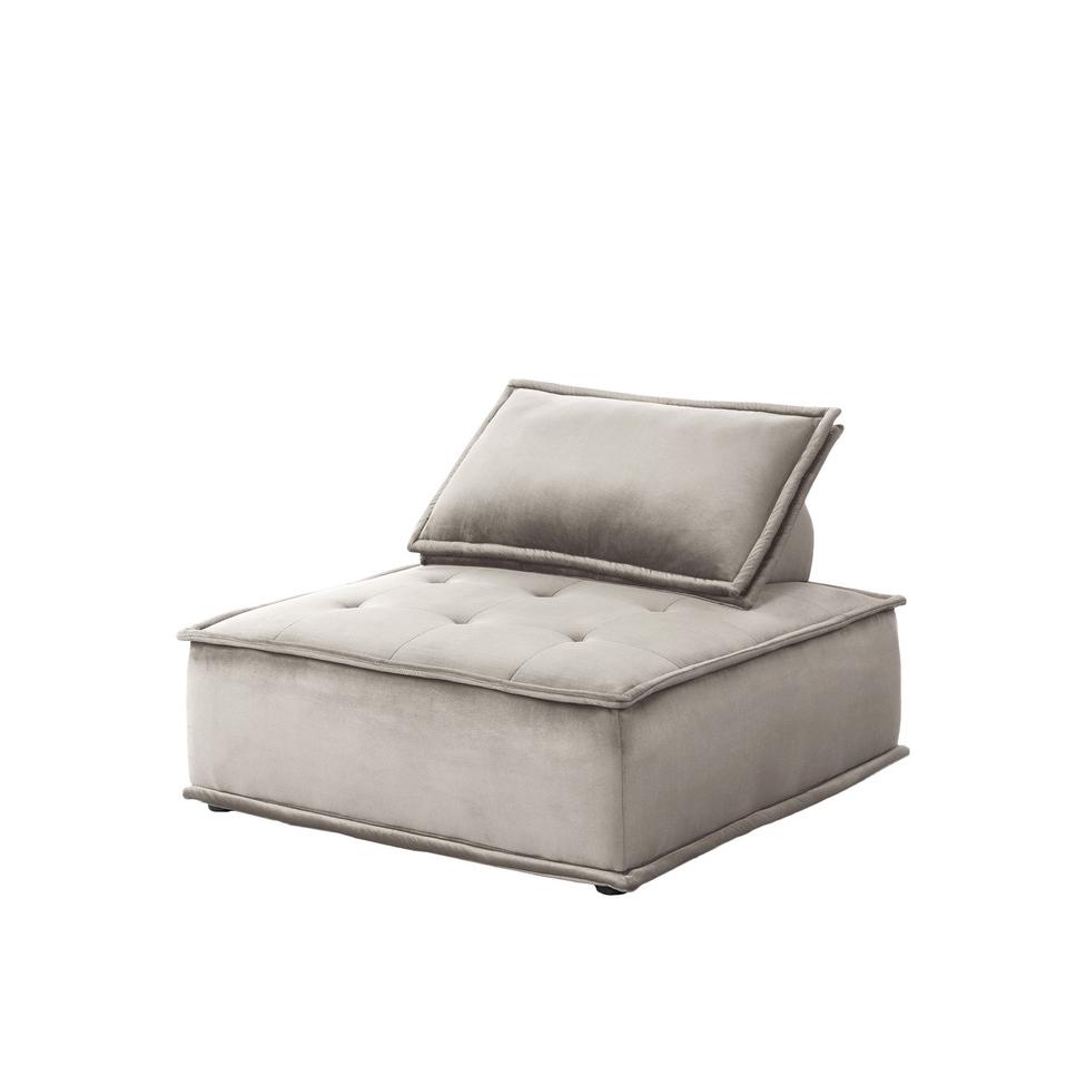 Anna Light Gray Velvet 6-Seater U-Shape Modular Sectional Sofa. Picture 4
