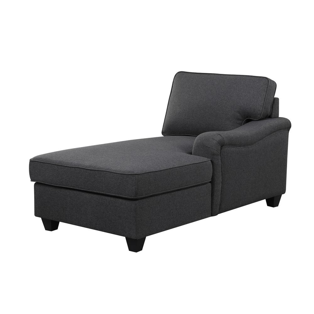 Leo Dark Gray Linen 3Pc Sectional Sofa Chaise. Picture 3