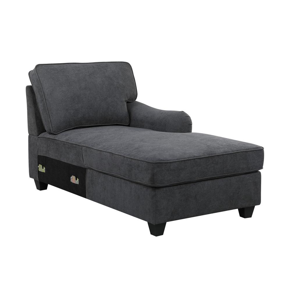 Leo Dark Gray Woven 3Pc Sectional Sofa Chaise. Picture 4