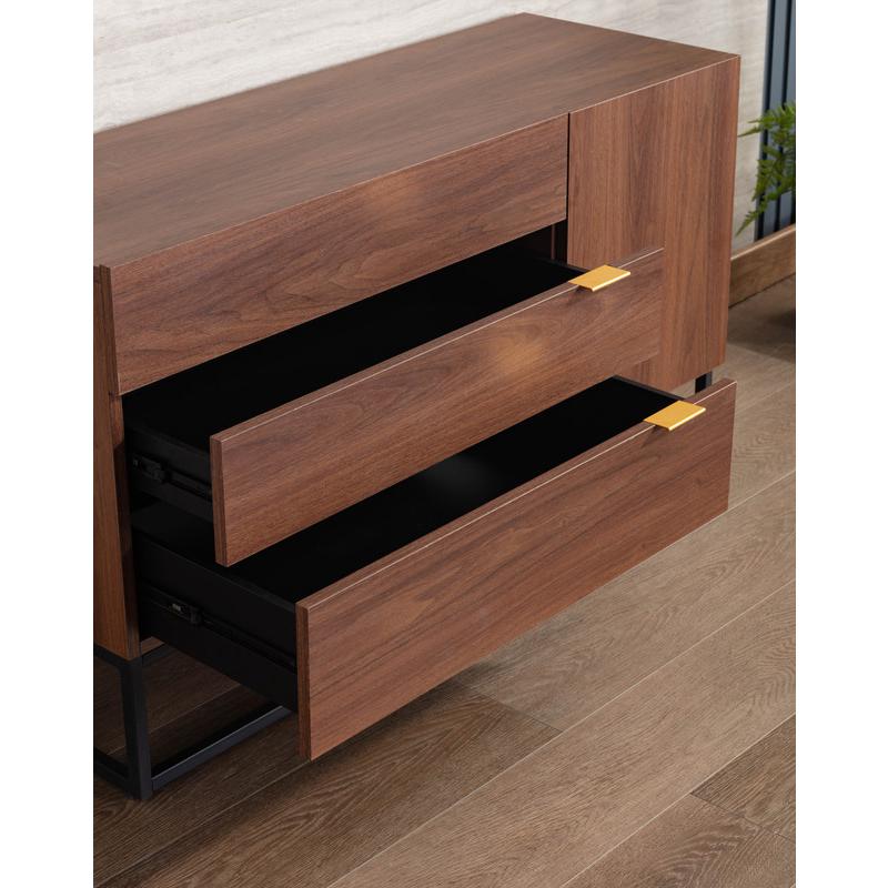 Roscoe Walnut Brown Wood TV Stand Console Table. Picture 8