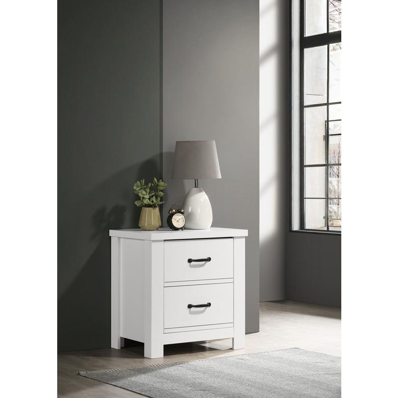 Cassini White 2-Drawer Nightstand Bedside Table. Picture 5