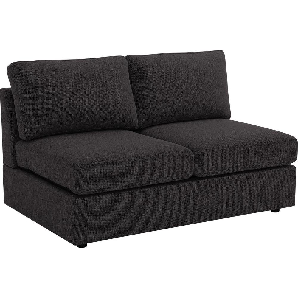 LILOLA Cassia Modular Sectional Sofa with Ottoman in Dark Gray Linen. Picture 5