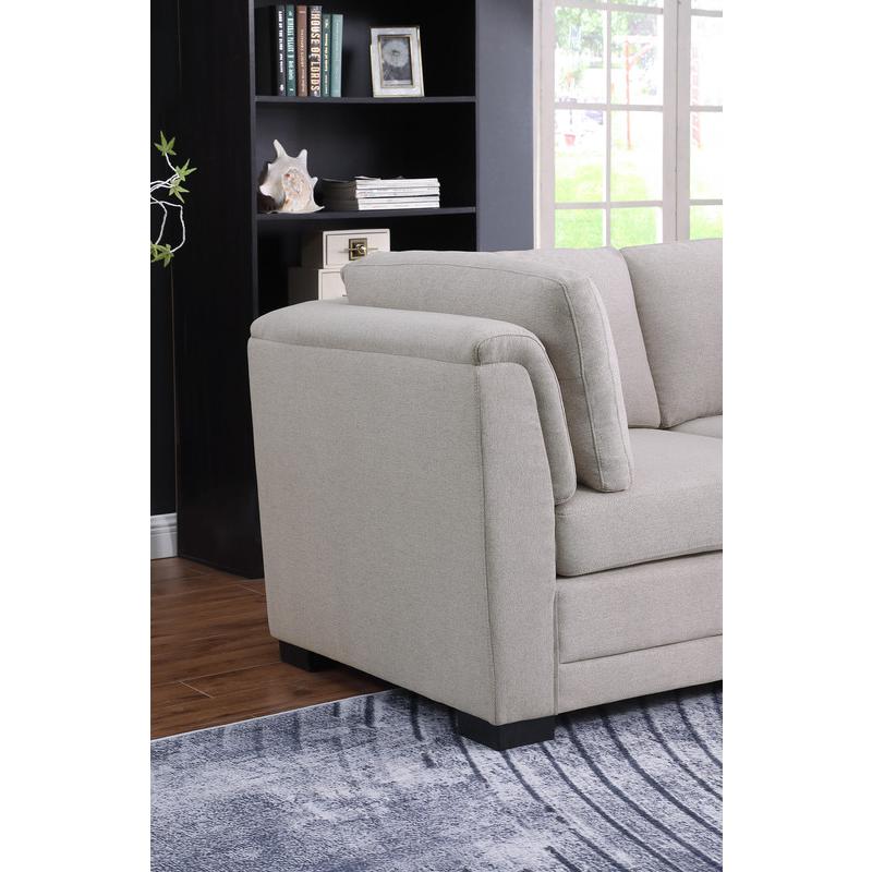 Kristin Light Gray Linen Fabric 4-Seater Modular Sofa. Picture 2