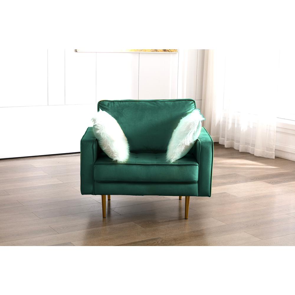 Theo Green Velvet Chair with Pillows. Picture 3