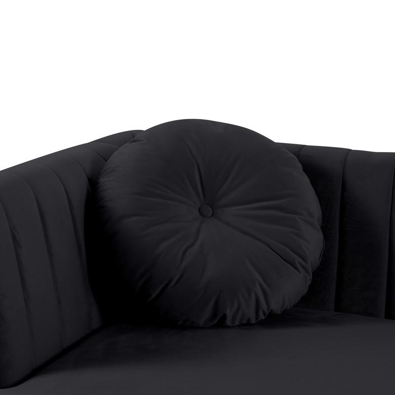 Chloe Black Velvet Sectional Sofa Chaise with USB Charging Port. Picture 3
