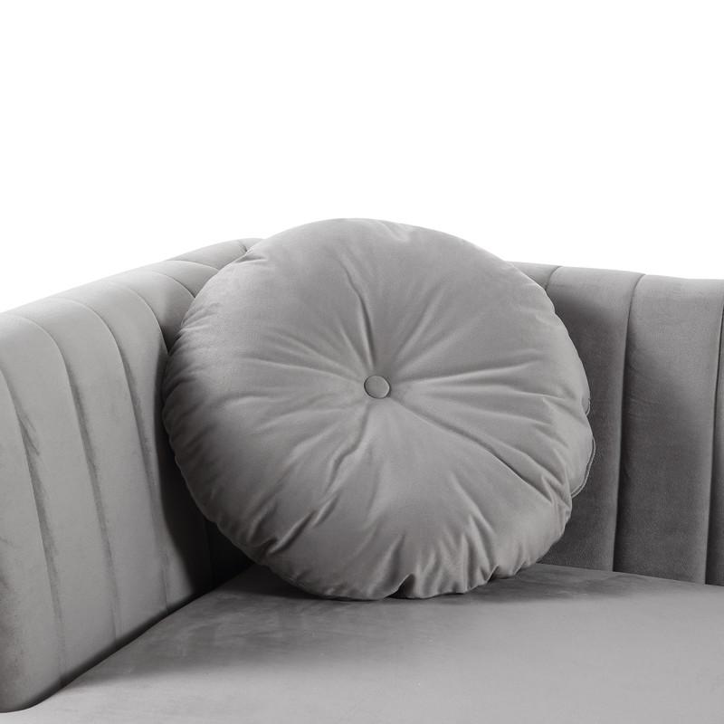 Chloe Gray Velvet Sectional Sofa Chaise with USB Charging Port. Picture 5
