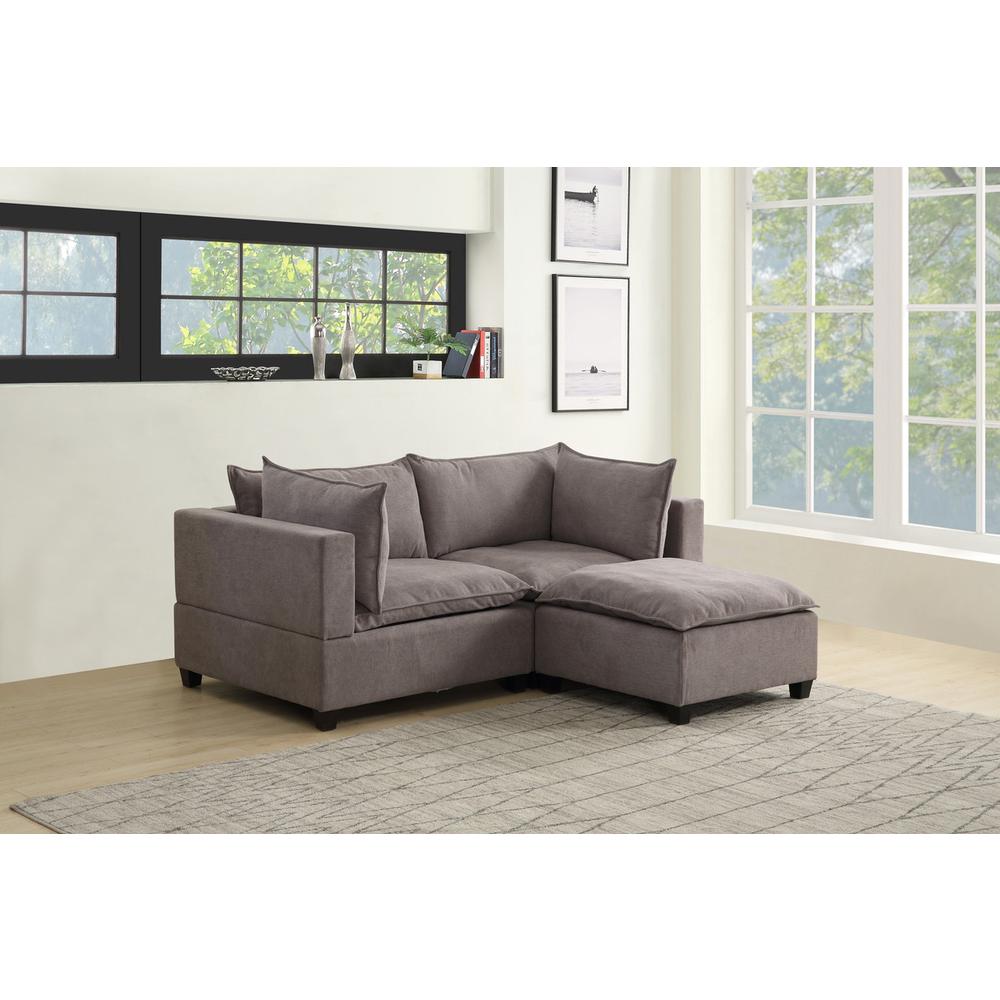 Madison Light Gray Fabric Sectional Loveseat Ottoman. The main picture.