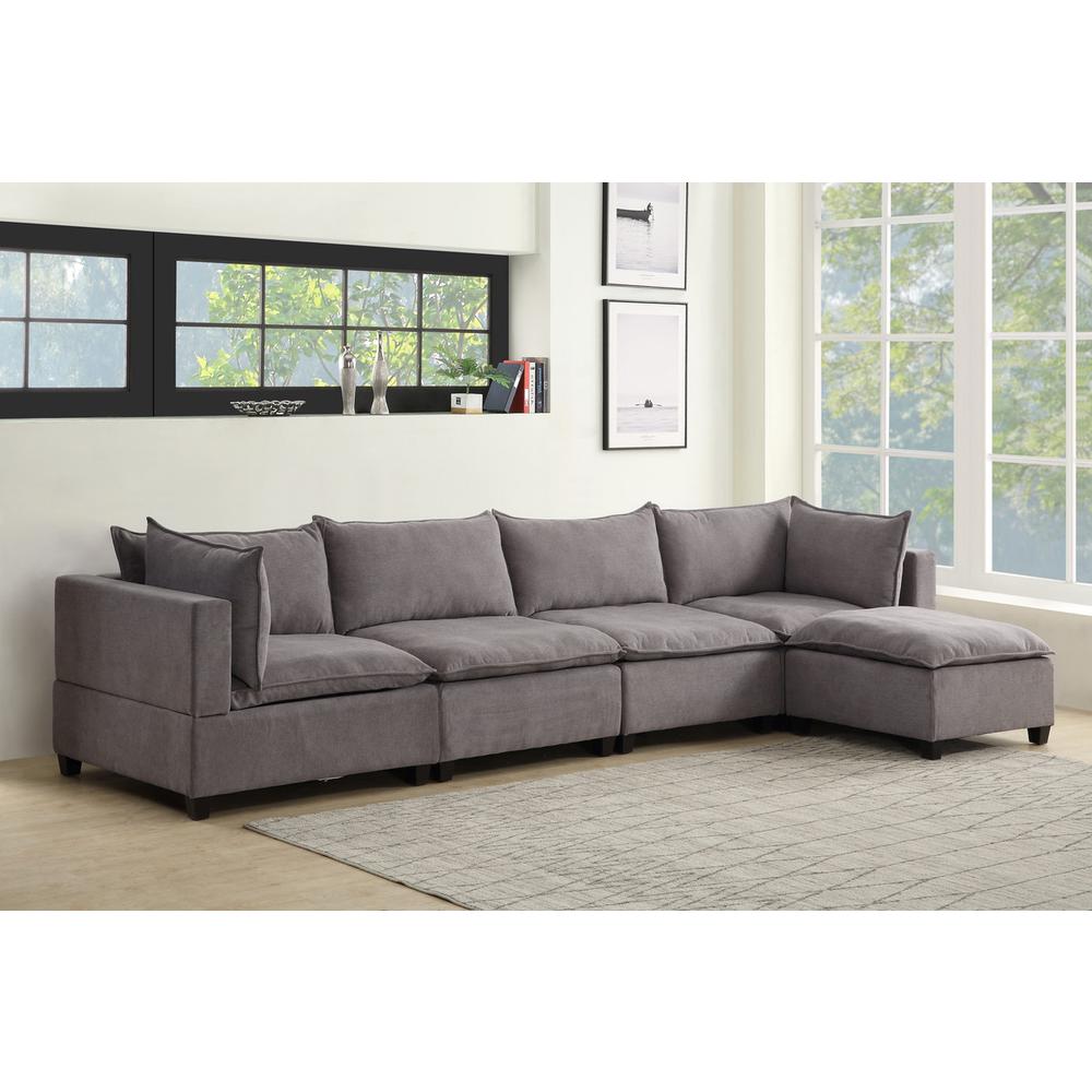 Madison Light Gray Fabric 5 Piece Modular Sectional Sofa Chaise. Picture 1