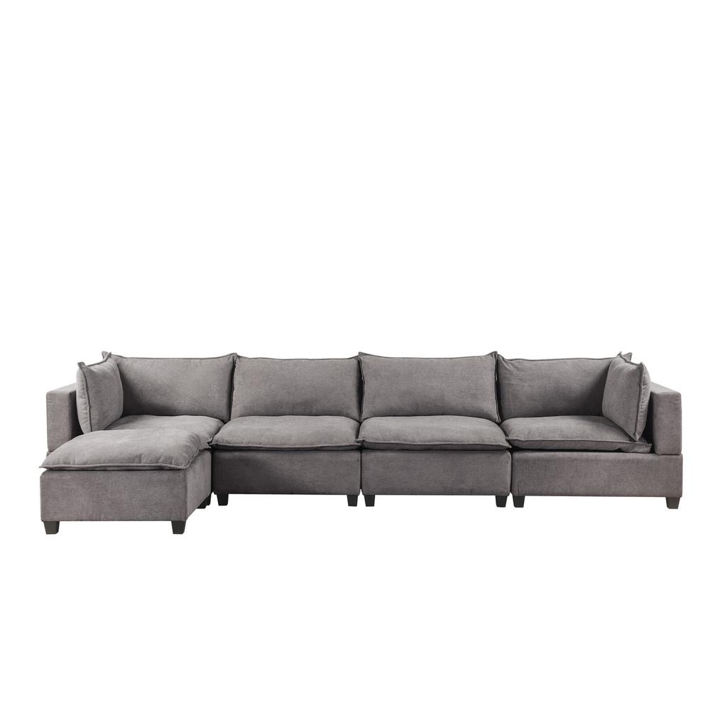 Madison Light Gray Fabric 5 Piece Modular Sectional Sofa Chaise. Picture 3