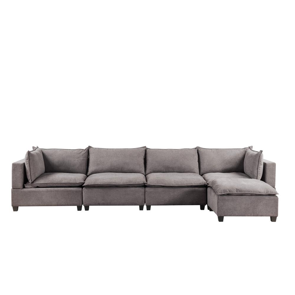 Madison Light Gray Fabric 5 Piece Modular Sectional Sofa Chaise. Picture 4