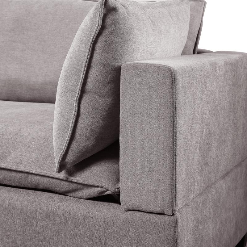 Madison Light Gray Fabric Sectional Loveseat Ottoman. Picture 5